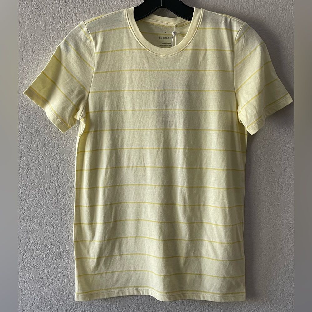 Everlane NWT Yellow Striped Tee Size Small Organic Cotton Short Sleeve T-Shirt